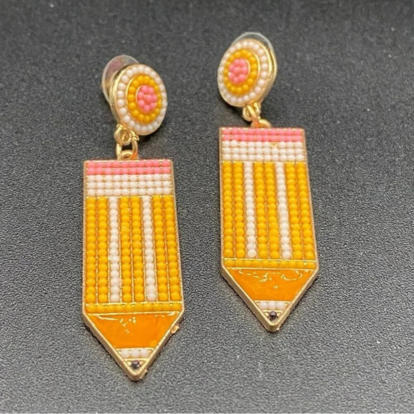 Fun Teacher Writer Earrings in Pencil Design Pierced - Picture 5 of 6